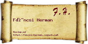 Fáncsi Herman névjegykártya